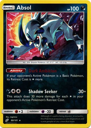 Absol 88 181 Holo Rare Reverse Holo Absol 88 181 Holo Rare Reverse Holo