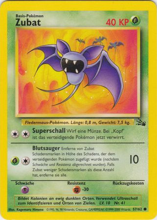 Zubat German 57 62 Common Fossil Other Non English Pokemon Singles Zubat German 57 62 Common Fossil Other Non English Pokemon Singles