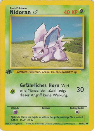 Nidoran M German 55 102 Common 1st Edition Base Set Nidoran M German 55 102 Common 1st Edition Base Set