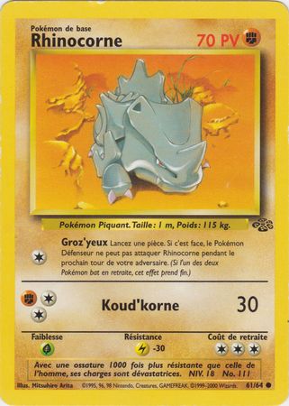 Rhinocorne Rhyhorn 61 64 Common Jungle French Other Non English Pokemon Singles Rhinocorne Rhyhorn 61 64 Common Jungle French Other Non English Pokemon Singles