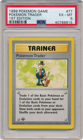 Pokemon Trader 77 102 PSA EX MT 6 Rare 1st Ed Base Set 6615 Base Set 1st Edition Singles Pokemon Trader 77 102 PSA EX MT 6 Rare 1st Ed Base Set 6615 Base Set 1st Edition Singles