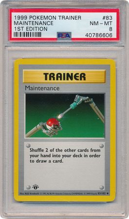 Maintenance 83 102 PSA NM MT 8 Uncommon 1st Ed Base Set 6606 Base Set 1st Edition Singles Maintenance 83 102 PSA NM MT 8 Uncommon 1st Ed Base Set 6606 Base Set 1st Edition Singles