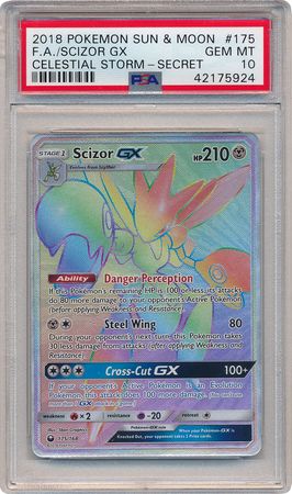 Scizor GX 175 168 PSA GEM MT 10 Hyper Rare SM Celestial Storm 5924 Sun Moon Celestial Storm Singles Scizor GX 175 168 PSA GEM MT 10 Hyper Rare SM Celestial Storm 5924 Sun Moon Celestial Storm Singles