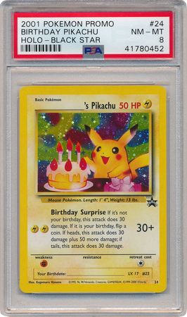 Birthday Pikachu 24 PSA NM MT 8 Holo Promo 0452 Pokemon Wizards Black Star Promos Birthday Pikachu 24 PSA NM MT 8 Holo Promo 0452 Pokemon Wizards Black Star Promos