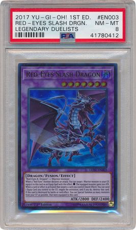 Red Eyes Slash Dragon LEDU EN003 PSA NM MT 8 Ultra Rare 1st Ed LEDU 0412 Legendary Duelists Singles Red Eyes Slash Dragon LEDU EN003 PSA NM MT 8 Ultra Rare 1st Ed LEDU 0412 Legendary Duelists Singles