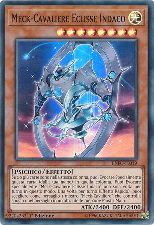Meck Cavaliere Eclisse Indaco EXFO IT019 Super Rare 1st Edition Italian Yugioh Cards Meck Cavaliere Eclisse Indaco EXFO IT019 Super Rare 1st Edition Italian Yugioh Cards
