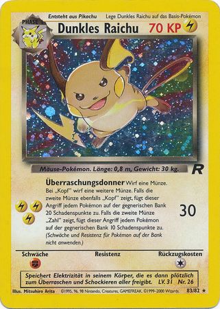 Dunkles Raichu 83 82 Holo Rare Unlimited Team Rocket German Other Non English Pokemon Singles Dunkles Raichu 83 82 Holo Rare Unlimited Team Rocket German Other Non English Pokemon Singles