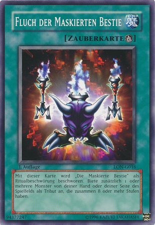 Fluch der Maskierten Bestie LON G016 Common 1st Edition German Yugioh Cards Fluch der Maskierten Bestie LON G016 Common 1st Edition German Yugioh Cards