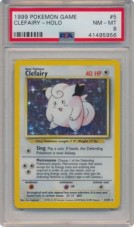 Clefairy 5 102 PSA NM MT 8 Holo Unlimited Base Set 5956 Base Set Unlimited Singles Clefairy 5 102 PSA NM MT 8 Holo Unlimited Base Set 5956 Base Set Unlimited Singles