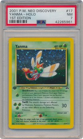 Yanma 17 75 PSA NM 7 Holo 1st Edition Neo Discovery 5961 Neo Discovery 1st Edition Singles Yanma 17 75 PSA NM 7 Holo 1st Edition Neo Discovery 5961 Neo Discovery 1st Edition Singles