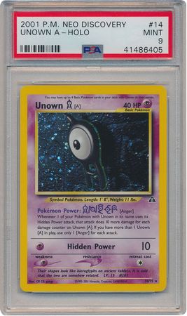 Unown A 14 75 PSA Mint 9 Holo Unlimited Neo Discovery 6405 Neo Discovery Unlimited Singles Unown A 14 75 PSA Mint 9 Holo Unlimited Neo Discovery 6405 Neo Discovery Unlimited Singles