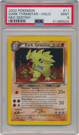 Dark Tyranitar 11 105 PSA Mint 9 Holo Unlimited Neo Destiny 6524 Neo Destiny Unlimited Singles Dark Tyranitar 11 105 PSA Mint 9 Holo Unlimited Neo Destiny 6524 Neo Destiny Unlimited Singles