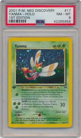Yanma 17 75 PSA NM MT 8 Holo 1st Edition Neo Discovery 5958 Neo Discovery 1st Edition Singles Yanma 17 75 PSA NM MT 8 Holo 1st Edition Neo Discovery 5958 Neo Discovery 1st Edition Singles