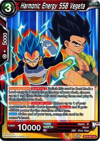 Harmonic Energy SSB Vegeta BT6 007 Uncommon Harmonic Energy SSB Vegeta BT6 007 Uncommon