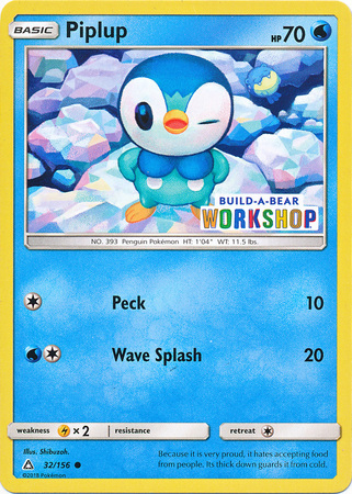 Piplup 32 156 Build A Bear Workshop Promo Pokemon Promo Cards Piplup 32 156 Build A Bear Workshop Promo Pokemon Promo Cards
