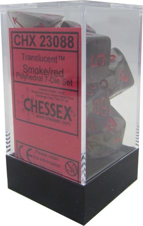 Chessex Translucent Smoke w Red Set of 7 Dice CHX23088 Dice Life Counters Tokens Chessex Translucent Smoke w Red Set of 7 Dice CHX23088 Dice Life Counters Tokens