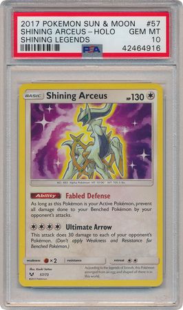 Shining Arceus 57 73 PSA GEM MT 10 Holo Rare Shining Legends 4916 Sun Moon Shining Legends Singles Shining Arceus 57 73 PSA GEM MT 10 Holo Rare Shining Legends 4916 Sun Moon Shining Legends Singles