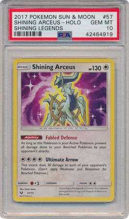 Shining Arceus 57 73 PSA GEM MT 10 Holo Rare Shining Legends 4919 Sun Moon Shining Legends Singles Shining Arceus 57 73 PSA GEM MT 10 Holo Rare Shining Legends 4919 Sun Moon Shining Legends Singles