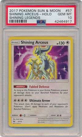 Shining Arceus 57 73 PSA GEM MT 10 Holo Rare Shining Legends 4917 Sun Moon Shining Legends Singles Shining Arceus 57 73 PSA GEM MT 10 Holo Rare Shining Legends 4917 Sun Moon Shining Legends Singles