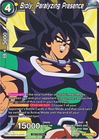 Broly Paralyzing Prescence P 111 Promo Other Dragon Ball Super Promos Broly Paralyzing Prescence P 111 Promo Other Dragon Ball Super Promos
