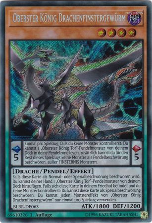 Oberster Konig Drachenfinstergewurm BLRR DE063 Secret Rare 1st Edition German Yugioh Cards Oberster Konig Drachenfinstergewurm BLRR DE063 Secret Rare 1st Edition German Yugioh Cards
