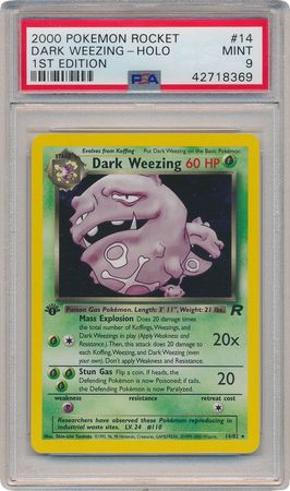 Dark Weezing 14 82 PSA Mint 9 Holo 1st Edition Team Rocket 8369 Team Rocket 1st Edition Singles Dark Weezing 14 82 PSA Mint 9 Holo 1st Edition Team Rocket 8369 Team Rocket 1st Edition Singles