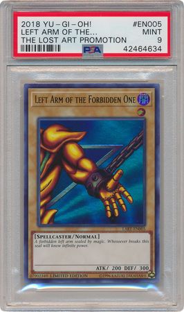 Left Arm of the Forbidden One LART EN005 PSA Mint 9 Ultra Rare LART 4634 The Lost Art Promotion Left Arm of the Forbidden One LART EN005 PSA Mint 9 Ultra Rare LART 4634 The Lost Art Promotion