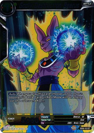 Godly Destruction Beerus SD8 10 Foil Starter Rare Godly Destruction Beerus SD8 10 Foil Starter Rare