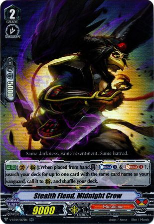Stealth Fiend Midnight Crow V BT04 017EN Double Rare RR V Booster Set 4 Vilest Deletor Singles Stealth Fiend Midnight Crow V BT04 017EN Double Rare RR V Booster Set 4 Vilest Deletor Singles