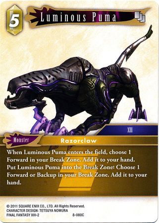Luminous Puma 8 080C Common Opus VIII Collection Singles Luminous Puma 8 080C Common Opus VIII Collection Singles
