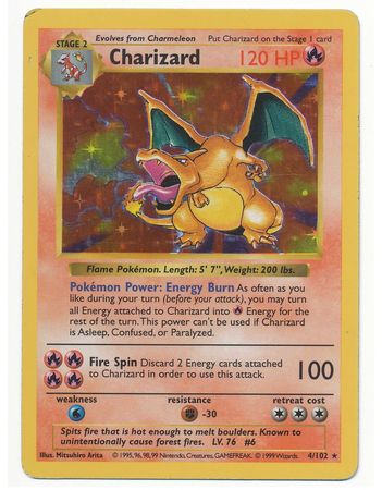 Charizard 4 102 Heavily Played Holo Rare Shadowless Base Set 30748 Base Set Shadowless Singles Charizard 4 102 Heavily Played Holo Rare Shadowless Base Set 30748 Base Set Shadowless Singles