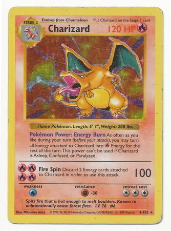 Charizard 4 102 Heavily Played Holo Rare Shadowless Base Set 30749 Base Set Shadowless Singles Charizard 4 102 Heavily Played Holo Rare Shadowless Base Set 30749 Base Set Shadowless Singles