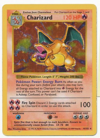Charizard 4 102 Heavily Played Holo Rare Shadowless Base Set 30755 Base Set Shadowless Singles Charizard 4 102 Heavily Played Holo Rare Shadowless Base Set 30755 Base Set Shadowless Singles