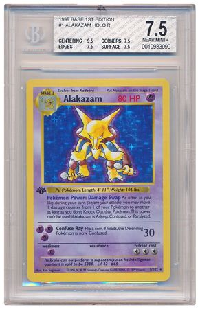 Alakazam 1 102 Beckett Near Mint 7 5 Holo Rare 1st Edition Base Set 3090 Base Set 1st Edition Singles Alakazam 1 102 Beckett Near Mint 7 5 Holo Rare 1st Edition Base Set 3090 Base Set 1st Edition Singles