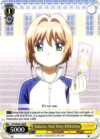 Sakura Not Very Effective CCS WX01 008EN Rare R Weiss Schwarz Cardcaptor Sakura Clear Card Booster Set Sakura Not Very Effective CCS WX01 008EN Rare R Weiss Schwarz Cardcaptor Sakura Clear Card Booster Set
