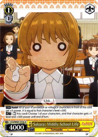 Sakura Middle School Life CCS WX01 014cEN Uncommon U Weiss Schwarz Cardcaptor Sakura Clear Card Booster Set Sakura Middle School Life CCS WX01 014cEN Uncommon U Weiss Schwarz Cardcaptor Sakura Clear Card Booster Set