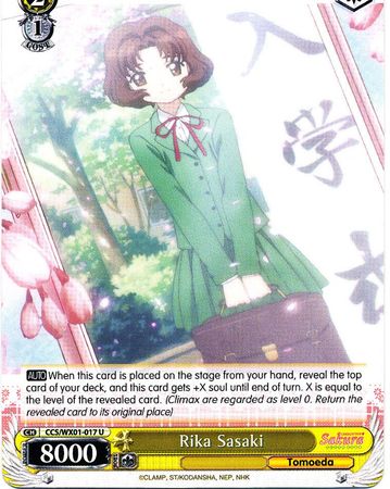 Rika Sasaki CCS WX01 017EN Uncommon U Weiss Schwarz Cardcaptor Sakura Clear Card Booster Set Rika Sasaki CCS WX01 017EN Uncommon U Weiss Schwarz Cardcaptor Sakura Clear Card Booster Set