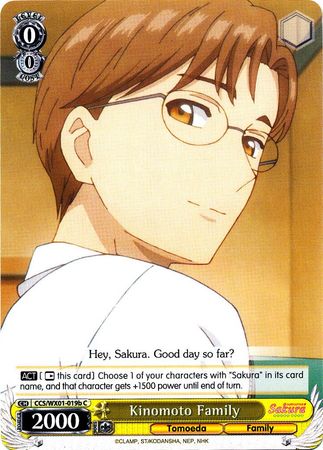 Kinomoto Family CCS WX01 019bEN Common C Weiss Schwarz Cardcaptor Sakura Clear Card Booster Set Kinomoto Family CCS WX01 019bEN Common C Weiss Schwarz Cardcaptor Sakura Clear Card Booster Set