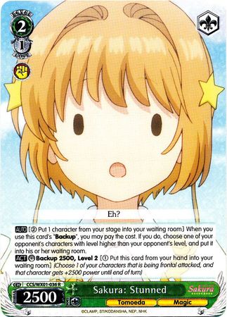 Sakura Stunned CCS WX01 036EN Rare R Weiss Schwarz Cardcaptor Sakura Clear Card Booster Set Sakura Stunned CCS WX01 036EN Rare R Weiss Schwarz Cardcaptor Sakura Clear Card Booster Set
