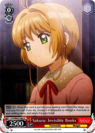 Sakura Invisible Books CCS WX01 065EN Uncommon U Weiss Schwarz Cardcaptor Sakura Clear Card Booster Set Sakura Invisible Books CCS WX01 065EN Uncommon U Weiss Schwarz Cardcaptor Sakura Clear Card Booster Set