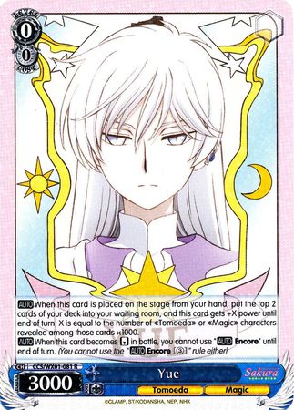 Yue CCS WX01 081EN Rare R Weiss Schwarz Cardcaptor Sakura Clear Card Booster Set Yue CCS WX01 081EN Rare R Weiss Schwarz Cardcaptor Sakura Clear Card Booster Set