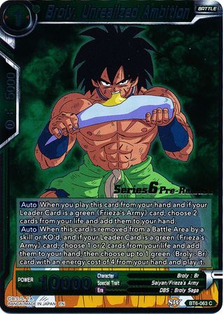 Broly Unrealized Ambition BT6 063 Prerelease Promo Dragon Ball Super Pre Release Promos Broly Unrealized Ambition BT6 063 Prerelease Promo Dragon Ball Super Pre Release Promos