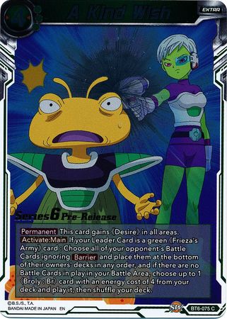 A Kind Wish BT6 075 Prerelease Promo Dragon Ball Super Pre Release Promos A Kind Wish BT6 075 Prerelease Promo Dragon Ball Super Pre Release Promos