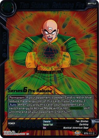Tien Shinhan Returning Fire BT6 111 Prerelease Promo Tien Shinhan Returning Fire BT6 111 Prerelease Promo
