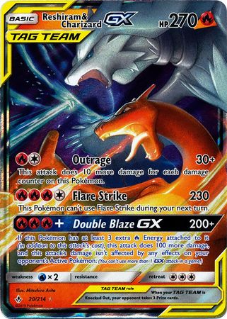 Card Pokemon Tcg - Reshiram e Charizard Gx(20/214) Aliados - Produto  Oficial, Jogo de Tabuleiro Pokemon Tcg Nunca Usado 90465018