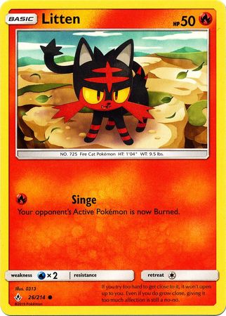Litten 26 214 Common Sun Moon Unbroken Bonds Singles Litten 26 214 Common Sun Moon Unbroken Bonds Singles