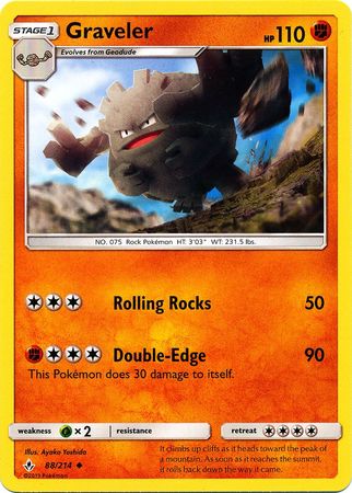 Graveler 88 214 Uncommon Sun Moon Unbroken Bonds Singles Graveler 88 214 Uncommon Sun Moon Unbroken Bonds Singles