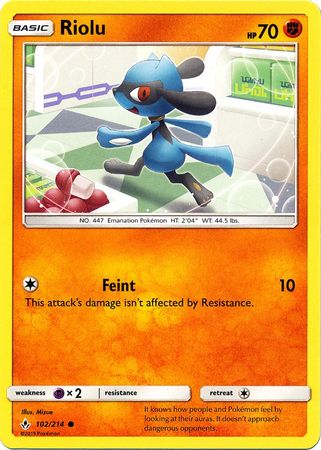 Riolu 102 214 Common Sun Moon Unbroken Bonds Singles Riolu 102 214 Common Sun Moon Unbroken Bonds Singles
