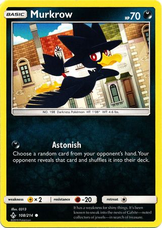 Murkrow 108 214 Common Sun Moon Unbroken Bonds Singles Murkrow 108 214 Common Sun Moon Unbroken Bonds Singles