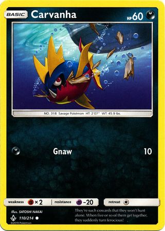 Carvanha 110 214 Common Sun Moon Unbroken Bonds Singles Carvanha 110 214 Common Sun Moon Unbroken Bonds Singles